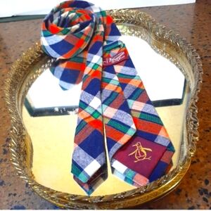 Original Penguin Plaid Skinny Tie Retro + Holiday Bonus